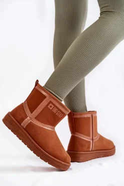 Sale Damskie Wsuwane Śniegowce Big Star KK274612 Brązowe Damskie Śniegowce Damskie