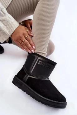 Śniegowce Damskie>Big Star Shoes Damskie Wsuwane Śniegowce Big Star KK274614 Czarne