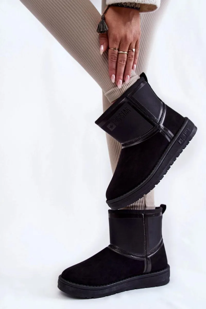 Śniegowce Damskie>Big Star Shoes Damskie Wsuwane Śniegowce Big Star KK274614 Czarne