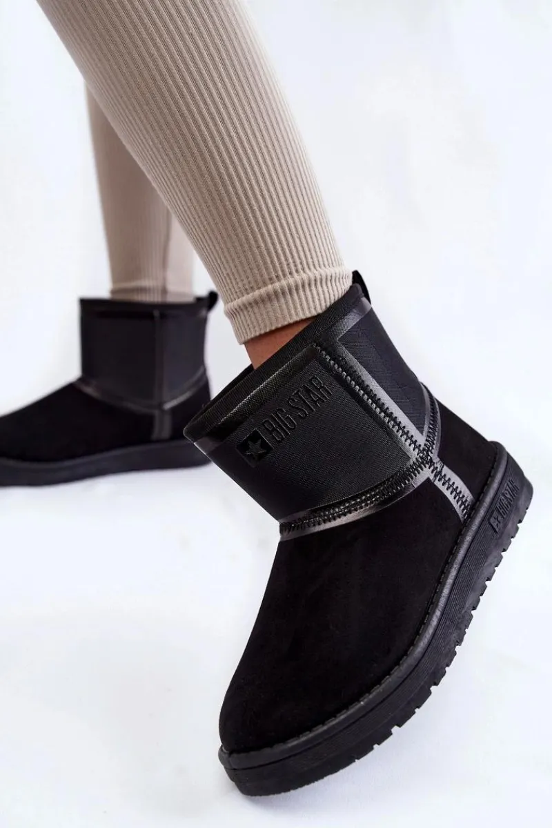 Śniegowce Damskie>Big Star Shoes Damskie Wsuwane Śniegowce Big Star KK274614 Czarne