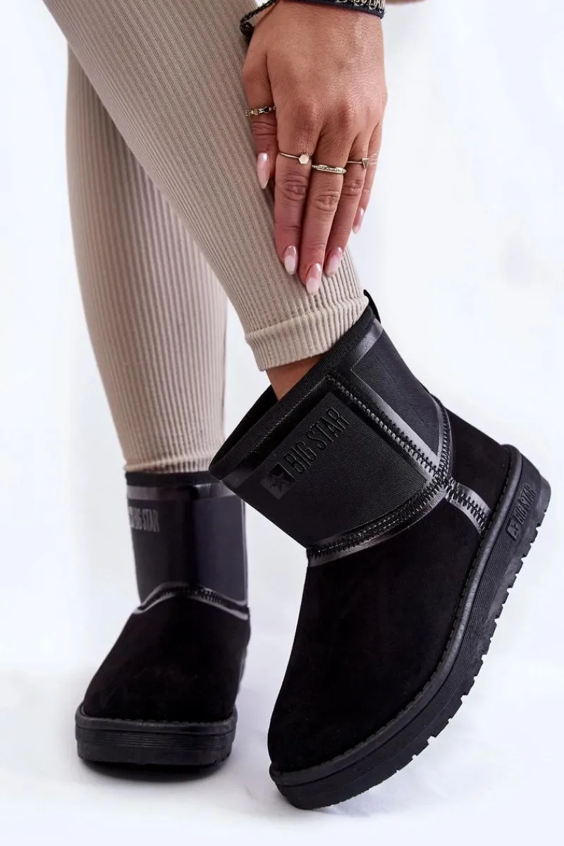 Śniegowce Damskie>Big Star Shoes Damskie Wsuwane Śniegowce Big Star KK274614 Czarne