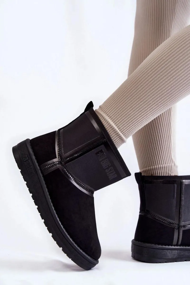 Śniegowce Damskie>Big Star Shoes Damskie Wsuwane Śniegowce Big Star KK274614 Czarne