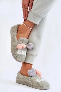 Hot Boto Damskie Wsuwane Papcie Z Sercami Zielone Alasca