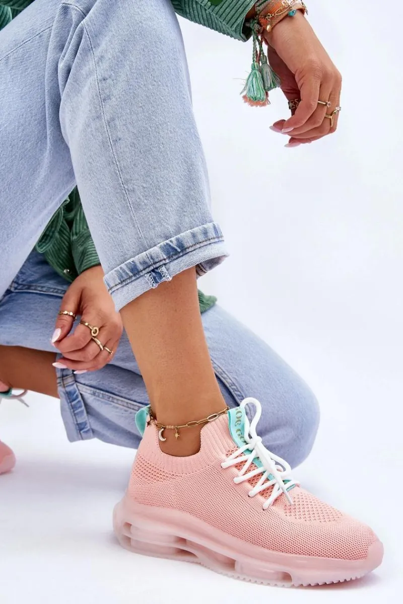 Clearance GOE Damskie Wsuwane Skarpetkowe Buty JJ2N4081 Jasnoróżowe