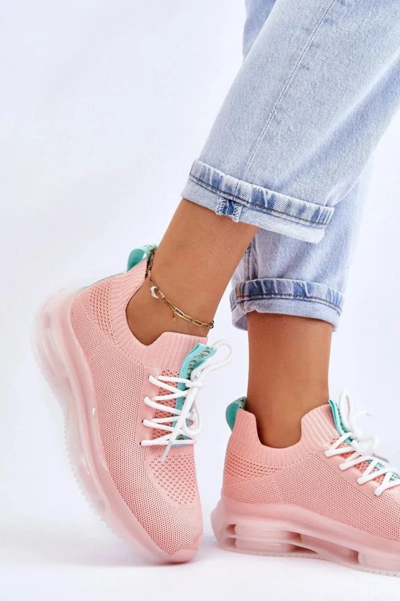 Clearance GOE Damskie Wsuwane Skarpetkowe Buty JJ2N4081 Jasnoróżowe