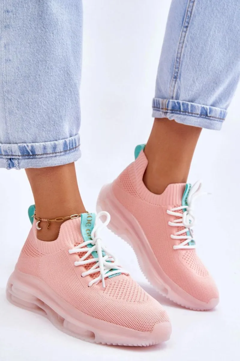 Clearance GOE Damskie Wsuwane Skarpetkowe Buty JJ2N4081 Jasnoróżowe