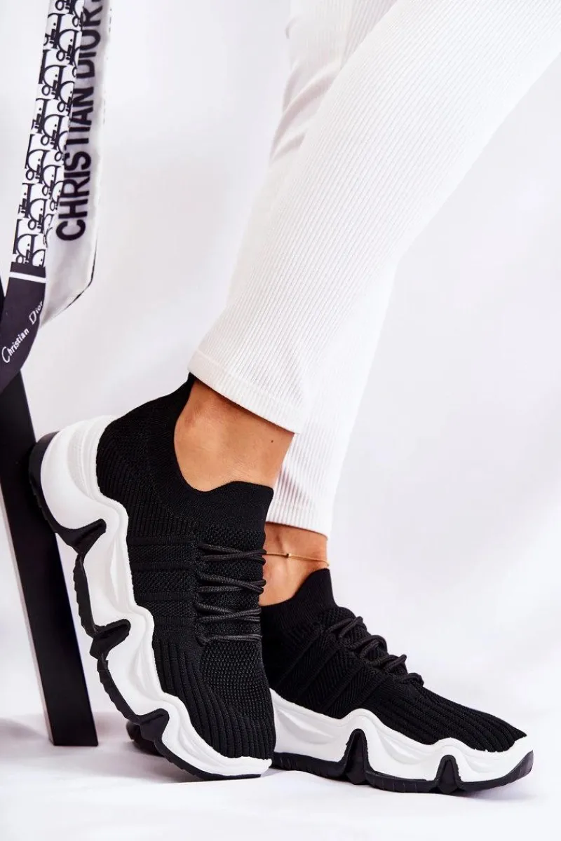 Sneakersy Damskie>Boto Damskie Wsuwane Sneakersy Czarne Dayen