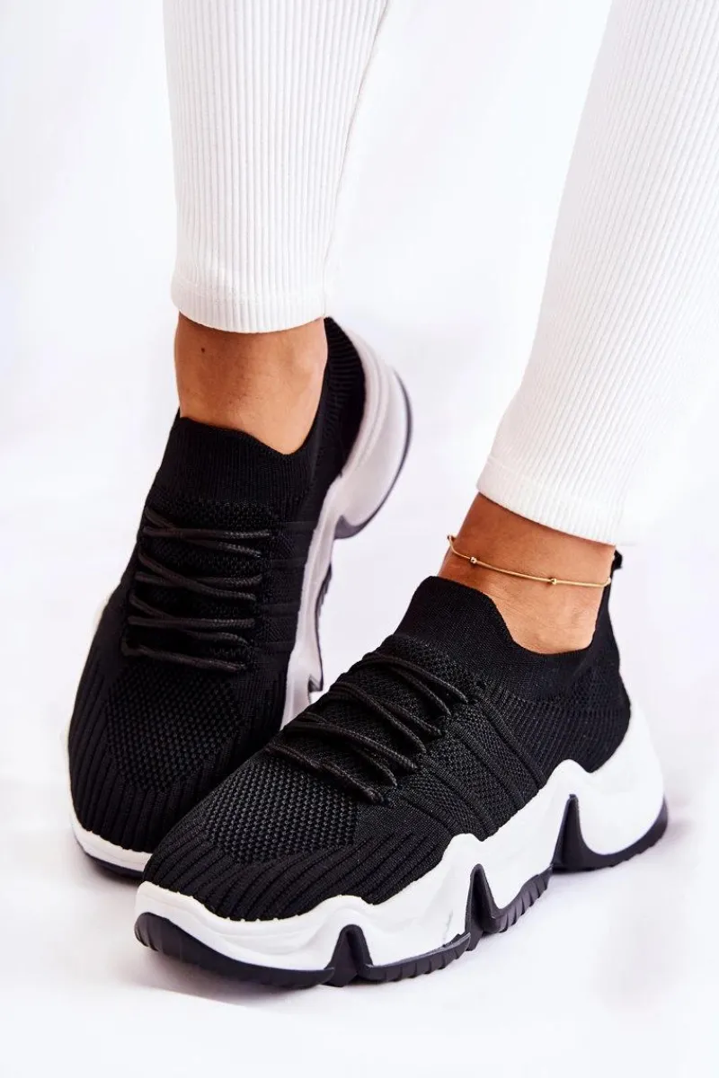 Sneakersy Damskie>Boto Damskie Wsuwane Sneakersy Czarne Dayen