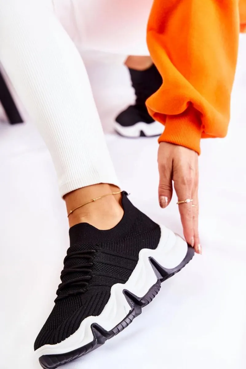 Sneakersy Damskie>Boto Damskie Wsuwane Sneakersy Czarne Dayen