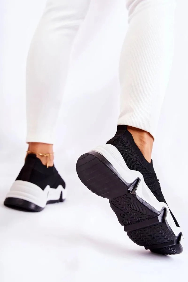 Sneakersy Damskie>Boto Damskie Wsuwane Sneakersy Czarne Dayen