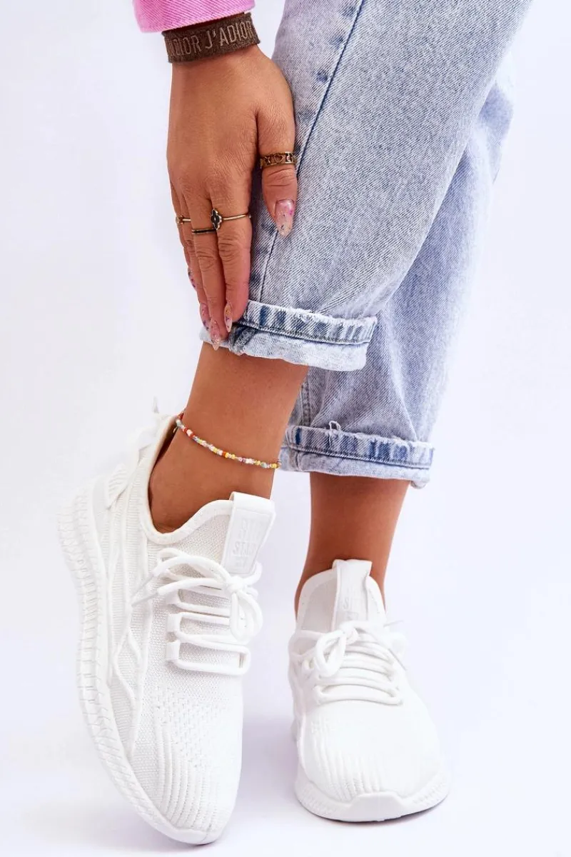 Clearance Big Star Shoes Damskie Wsuwane Sneakersy Big Star LL274712 Białe