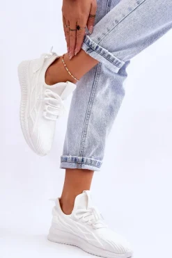 Clearance Big Star Shoes Damskie Wsuwane Sneakersy Big Star LL274712 Białe