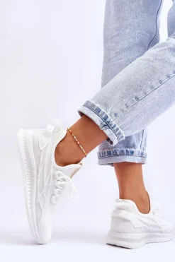 Clearance Big Star Shoes Damskie Wsuwane Sneakersy Big Star LL274712 Białe