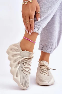 Boto Damskie Wsuwane Sneakersy Beżowe Myles