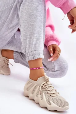 Boto Damskie Wsuwane Sneakersy Beżowe Myles