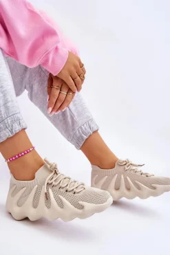 Boto Damskie Wsuwane Sneakersy Beżowe Myles