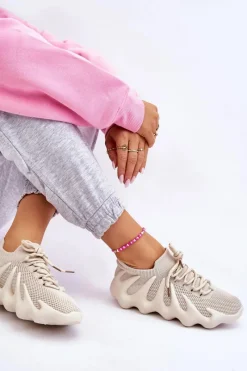Boto Damskie Wsuwane Sneakersy Beżowe Myles