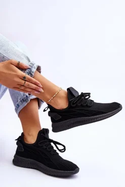 Outlet Damskie Wsuwane Sneakersy Big Star LL274711 Czarne Damskie Buty Sportowe Na Platformie|Buty Sportowe Big Star