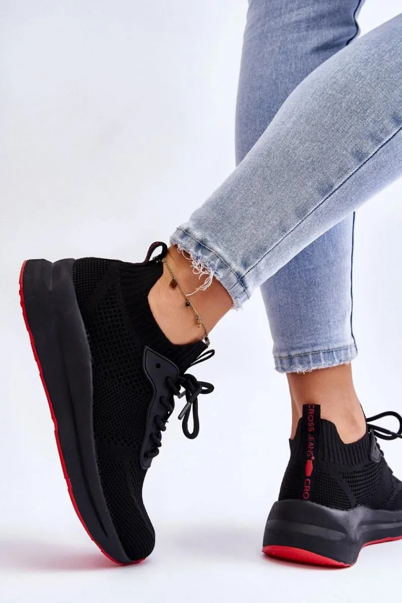 Buty Sportowe Na Platformie|Sneakersy Damskie>Cross Jeans Damskie Wsuwane Sneakersy LL2R4032C Czarne Czarny