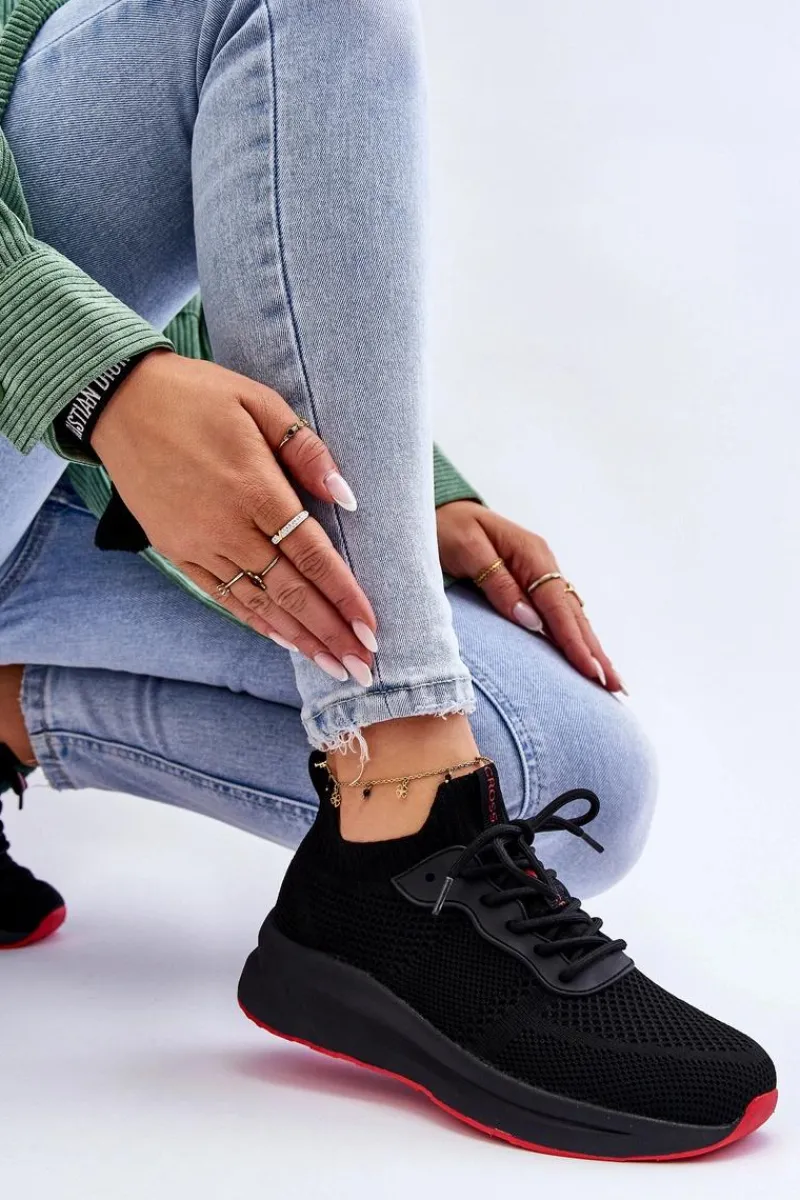 Buty Sportowe Na Platformie|Sneakersy Damskie>Cross Jeans Damskie Wsuwane Sneakersy LL2R4032C Czarne Czarny