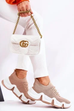 Boto Damskie Wsuwane Sneakersy Beżowe Dayen