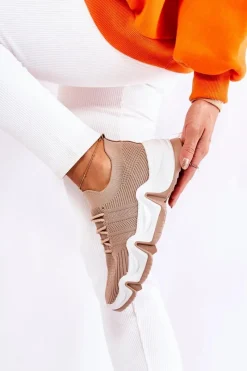Boto Damskie Wsuwane Sneakersy Beżowe Dayen