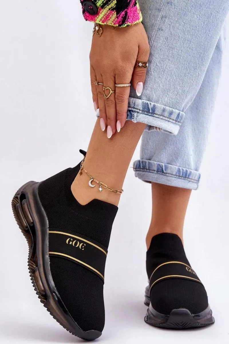 New Damskie Wsuwane Sportowe Buty LL2N4032 Czarne Damskie Buty Sportowe Na Platformie|Sneakersy Damskie