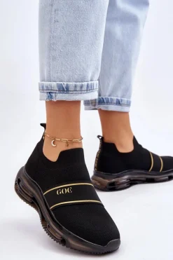 New Damskie Wsuwane Sportowe Buty LL2N4032 Czarne Damskie Buty Sportowe Na Platformie|Sneakersy Damskie