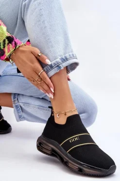 New Damskie Wsuwane Sportowe Buty LL2N4032 Czarne Damskie Buty Sportowe Na Platformie|Sneakersy Damskie