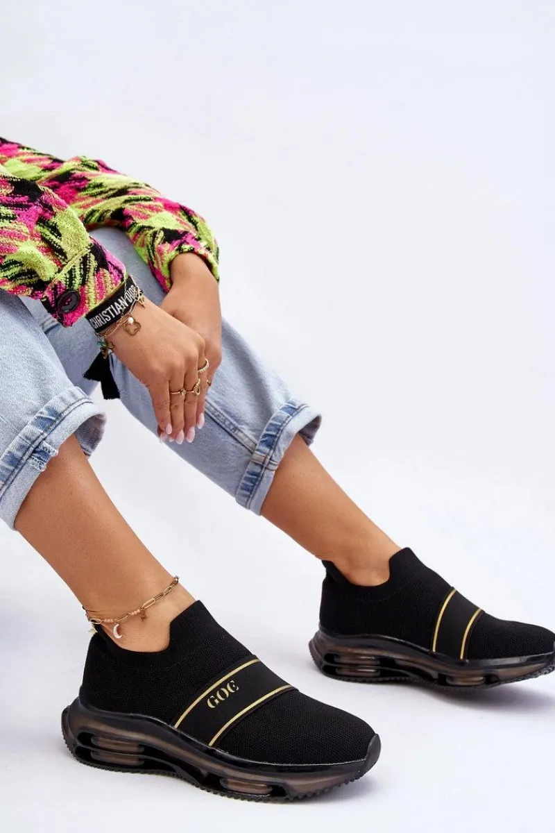 New Damskie Wsuwane Sportowe Buty LL2N4032 Czarne Damskie Buty Sportowe Na Platformie|Sneakersy Damskie