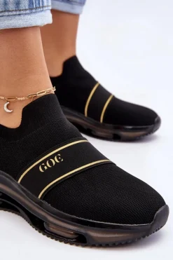 New Damskie Wsuwane Sportowe Buty LL2N4032 Czarne Damskie Buty Sportowe Na Platformie|Sneakersy Damskie