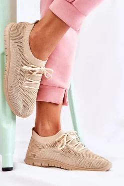 New Boto Damskie Wsuwane Sportowe Buty Beżowe Sequro