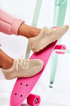 New Boto Damskie Wsuwane Sportowe Buty Beżowe Sequro