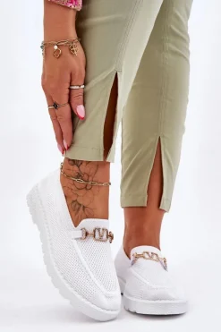 New Damskie Wsuwane Tenisówki Slip-On Z Ozdobą Białe Alena Damskie Trampki Damskie Slip-On|Trampki Damskie Niskie