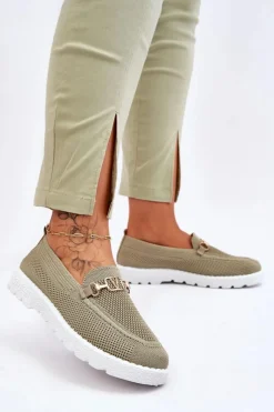 New Damskie Wsuwane Tenisówki Slip-On Z Ozdobą Zielone Alena Damskie Trampki Damskie Slip-On|Trampki Damskie Niskie