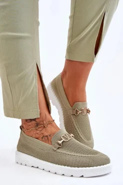 New Damskie Wsuwane Tenisówki Slip-On Z Ozdobą Zielone Alena Damskie Trampki Damskie Slip-On|Trampki Damskie Niskie