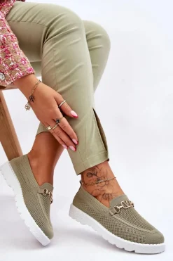 New Damskie Wsuwane Tenisówki Slip-On Z Ozdobą Zielone Alena Damskie Trampki Damskie Slip-On|Trampki Damskie Niskie