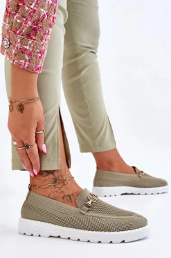 New Damskie Wsuwane Tenisówki Slip-On Z Ozdobą Zielone Alena Damskie Trampki Damskie Slip-On|Trampki Damskie Niskie