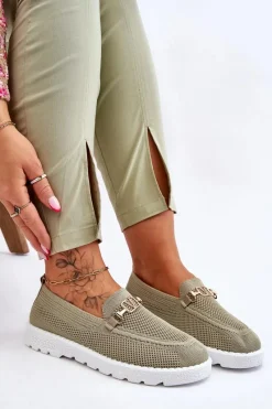 New Damskie Wsuwane Tenisówki Slip-On Z Ozdobą Zielone Alena Damskie Trampki Damskie Slip-On|Trampki Damskie Niskie