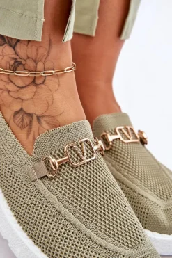 New Damskie Wsuwane Tenisówki Slip-On Z Ozdobą Zielone Alena Damskie Trampki Damskie Slip-On|Trampki Damskie Niskie