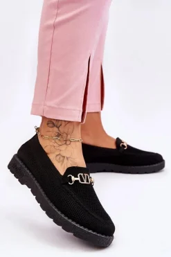 Best Boto Damskie Wsuwane Tenisówki Slip-On Z Ozdobą Czarne Alena