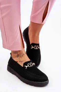 Best Boto Damskie Wsuwane Tenisówki Slip-On Z Ozdobą Czarne Alena