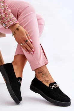 Best Boto Damskie Wsuwane Tenisówki Slip-On Z Ozdobą Czarne Alena