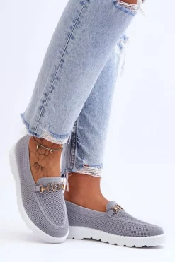 Sale Damskie Wsuwane Tenisówki Slip-On Z Ozdobą Szare Alena Damskie Trampki Damskie Slip-On|Trampki Damskie Niskie