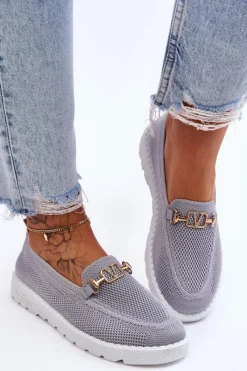 Sale Damskie Wsuwane Tenisówki Slip-On Z Ozdobą Szare Alena Damskie Trampki Damskie Slip-On|Trampki Damskie Niskie