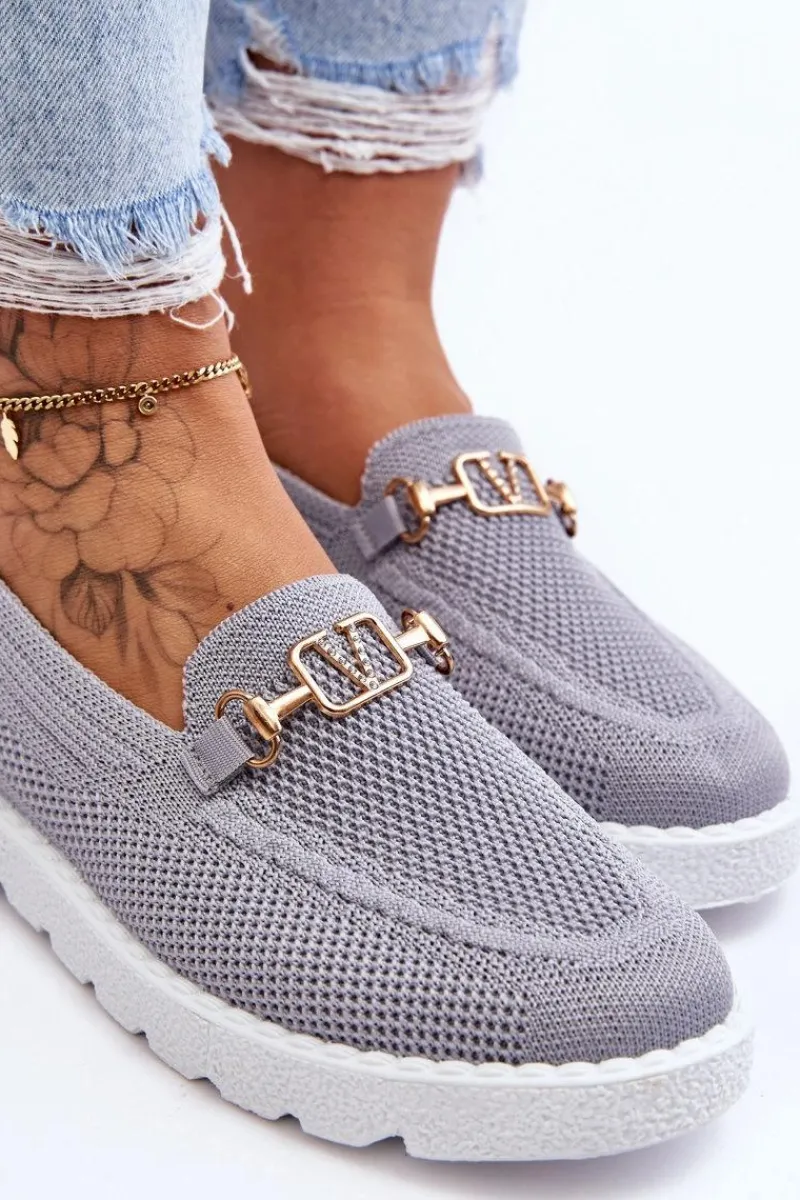 Sale Damskie Wsuwane Tenisówki Slip-On Z Ozdobą Szare Alena Damskie Trampki Damskie Slip-On|Trampki Damskie Niskie