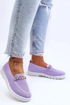 Online Boto Damskie Wsuwane Tenisówki Slip-On Z Ozdobą Fioletowe Alena