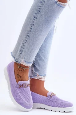 Online Boto Damskie Wsuwane Tenisówki Slip-On Z Ozdobą Fioletowe Alena