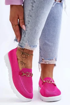 Trampki Damskie Slip-On|Trampki Damskie Niskie></noscript>Boto Damskie Wsuwane Tenisówki Slip-On Z Ozdobą Fuksja Alena