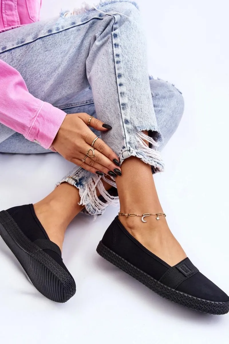 Best Damskie Wsuwane Tenisówki Big Star LL274200 Czarne Damskie Trampki Damskie Slip-On|Trampki Damskie Big Star